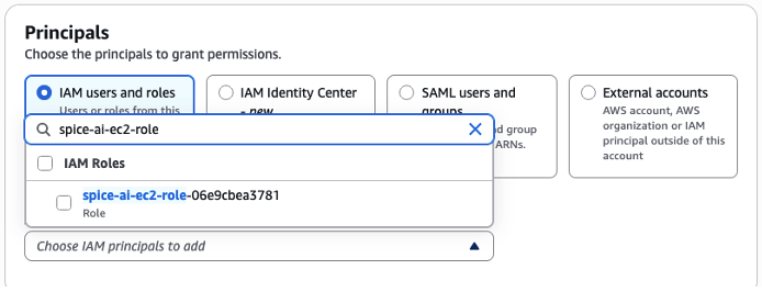 choose principals for IAM